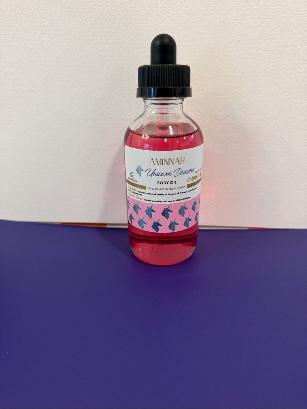 Aminnah Unicorn Dreams Pink Body Oil - Hydrating Bath & Body Oil